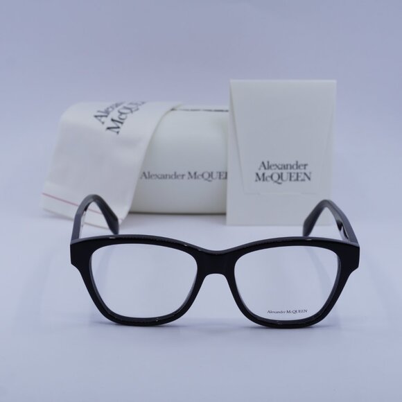 Alexander McQueen AM0306O 001 Square Eyeglasses 52mm - Black - Picture 3 of 9